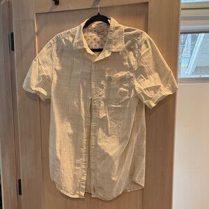Original Penguin Men's Beige Plaid Short Sleeve Shirt